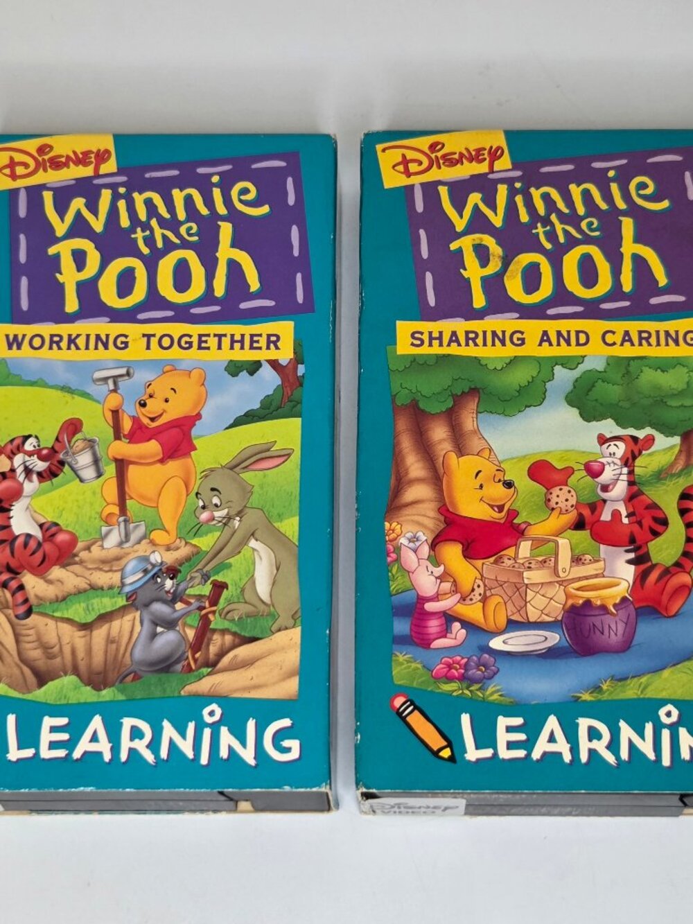 Winnie the Pooh VHS Learning Working Together Sharing and Caring Disney Lot of 2